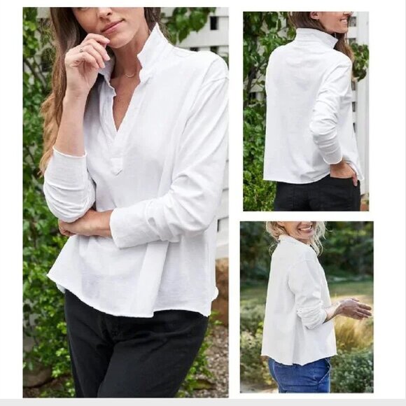 NEW FRANK & EILEEN TEE LAB PATRICK POPOVER HENLEY JERSEY KNIT WHT TOP #3 SIZE S - Picture 1 of 8